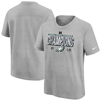 Youth Nike Heather Gray Philadelphia Eagles 2024 NFC Champions Locker Room Trophy Collection T-Shirt