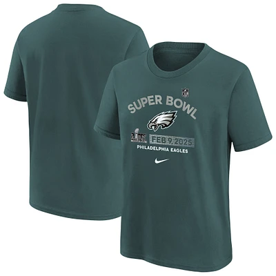 Youth Nike Midnight Green Philadelphia Eagles Super Bowl LIX Authentic T-Shirt