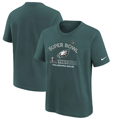 Youth Nike Midnight Green Philadelphia Eagles Super Bowl LIX Authentic T-Shirt