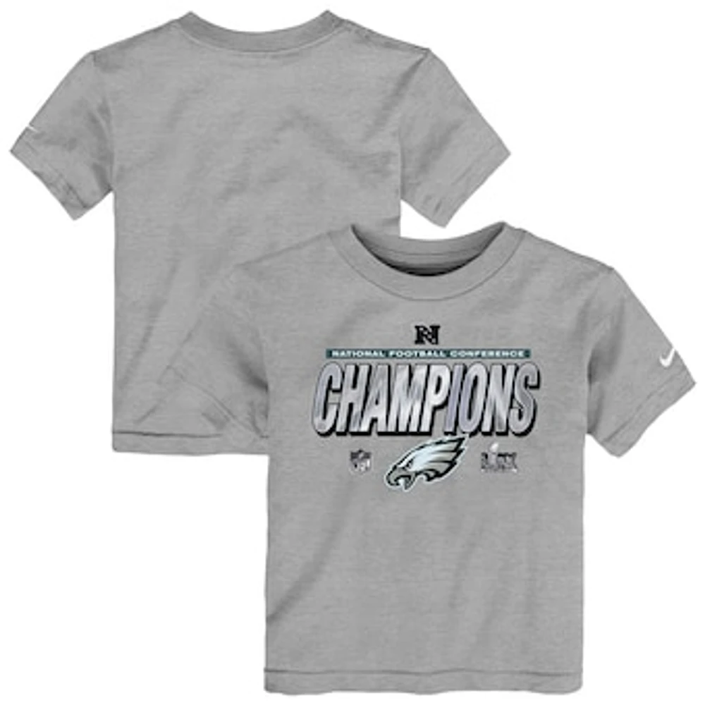 Toddler Nike Heather Gray Philadelphia Eagles 2024 NFC Champions Locker Room Trophy Collection T-Shirt