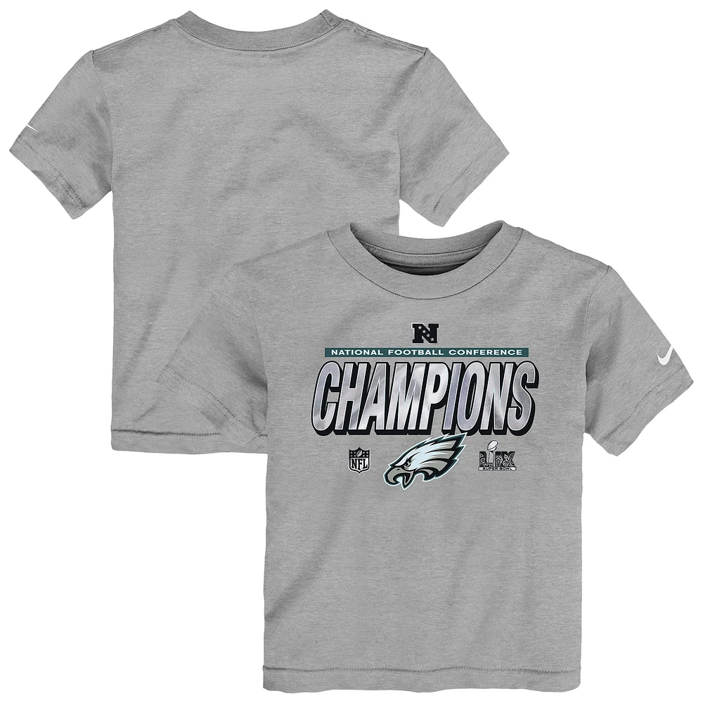 Toddler Nike Heather Gray Philadelphia Eagles 2024 NFC Champions Locker Room Trophy Collection T-Shirt