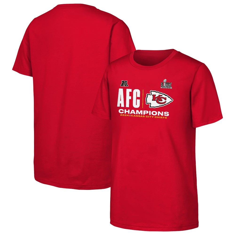 Youth Fanatics Red Kansas City Chiefs 2024 AFC Champions Hail Mary T-Shirt