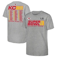 Youth Fanatics Heather Gray Kansas City Chiefs Super Bowl LIX Roster T-Shirt