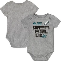 Newborn & Infant Heather Gray Philadelphia Eagles Super Bowl LIX My First Super Bowl Bodysuit