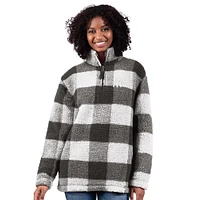 Women's G-III 4Her by Carl Banks  Gray New York Yankees 24/7 Plaid Quarter-Zip Sherpa Jacket