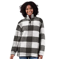 Women's G-III 4Her by Carl Banks  Gray Los Angeles Dodgers 24/7 Plaid Quarter-Zip Sherpa Jacket