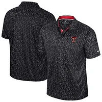 Men's Colosseum Black Texas Tech Red Raiders Sublimated Golf Polo
