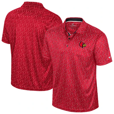 Men's Colosseum Red Louisville Cardinals Sublimated Golf Polo