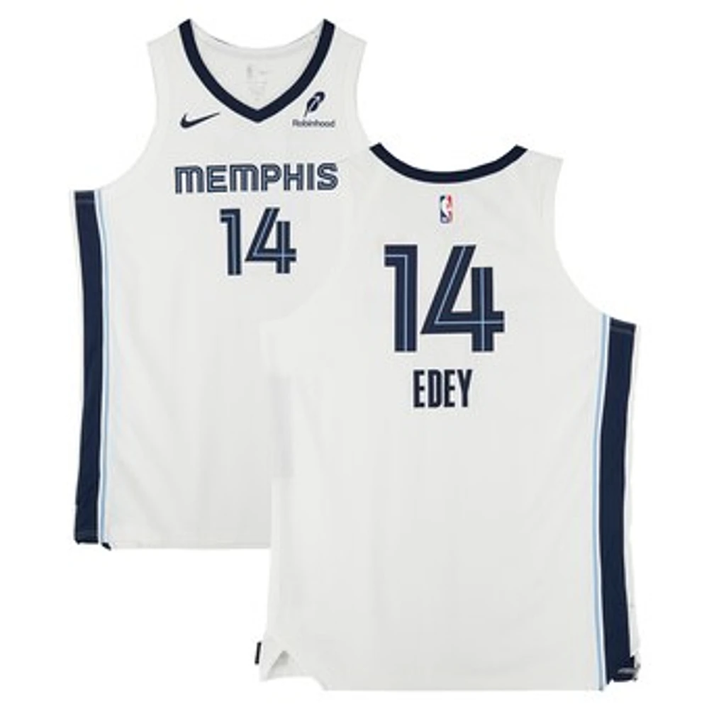 Zach Edey Memphis Grizzlies Game-Used #14 White Nike Jersey vs. Golden State Warriors on January 4, 2025 - Size 56+4