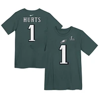 Preschool Nike Jalen Hurts Midnight Green Philadelphia Eagles Super Bowl LIX Player Name & Number T-Shirt