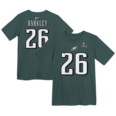 Preschool Nike Saquon Barkley Midnight Green Philadelphia Eagles Super Bowl LIX Player Name & Number T-Shirt