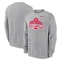 Men's Nike Heather Gray Ohio State Buckeyes College Football Playoff 2024 National Champions Official Logo Pullover Sweatshirt