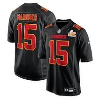 Men's Nike Patrick Mahomes Carbon Black Kansas City Chiefs Super Bowl LIX Fashion Game Jersey