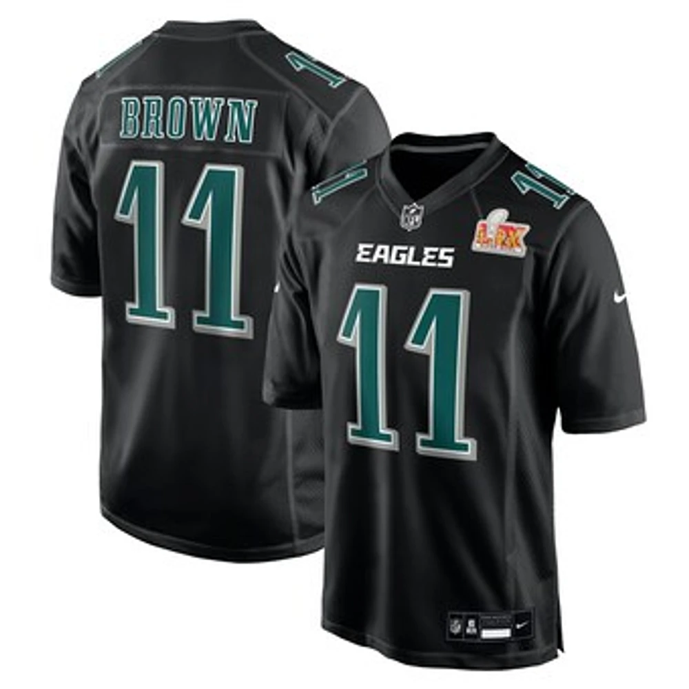 Men's Nike A.J. Brown Carbon Black Philadelphia Eagles Super Bowl LIX Fashion Game Player Jersey