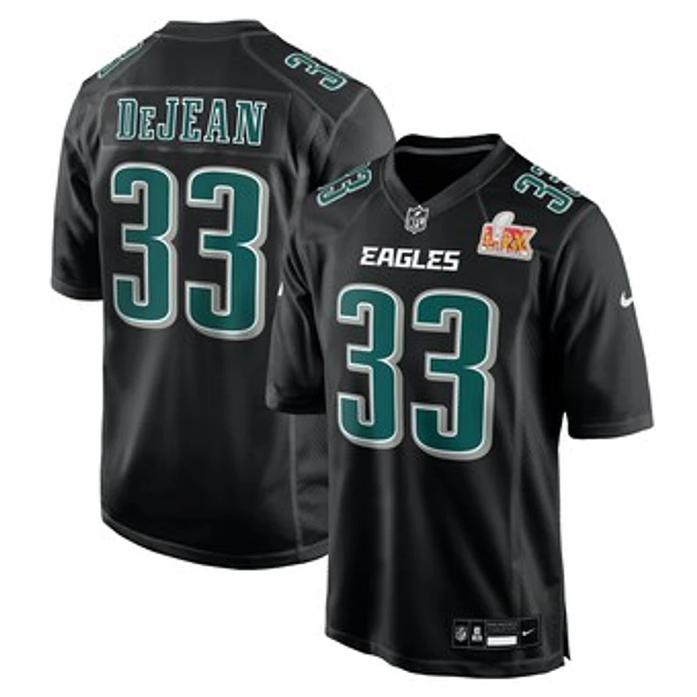 Men's Nike Cooper DeJean Carbon Black Philadelphia Eagles Super Bowl LIX Fashion Game Player Jersey