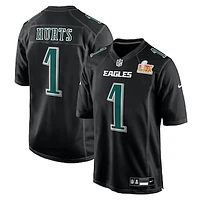 Men's Nike Jalen Hurts Carbon Black Philadelphia Eagles Super Bowl LIX Fashion Game Player Jersey