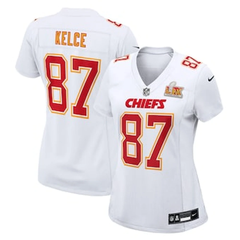 Women's Nike Travis Kelce Tundra White Kansas City Chiefs Super Bowl LIX Fashion Game Jersey