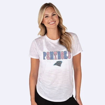 Women's Concepts Sport  White Carolina Panthers Infuse Lightweight Slub Knit Top