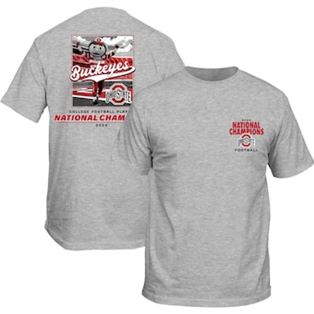 Men's Heather Gray Ohio State Buckeyes College Football Playoff 2024 National Champions Stadium T-Shirt