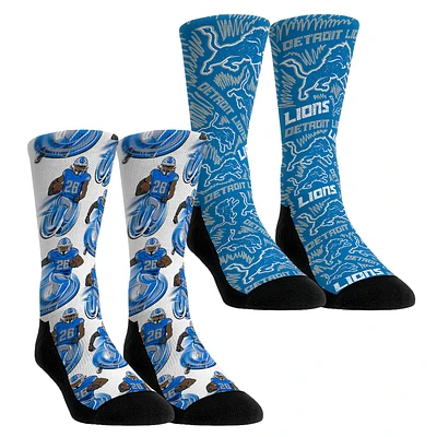 Unisex Rock Em Socks Jahmyr Gibbs Detroit Lions 2-Pack Reverse Hurdle Crew Set