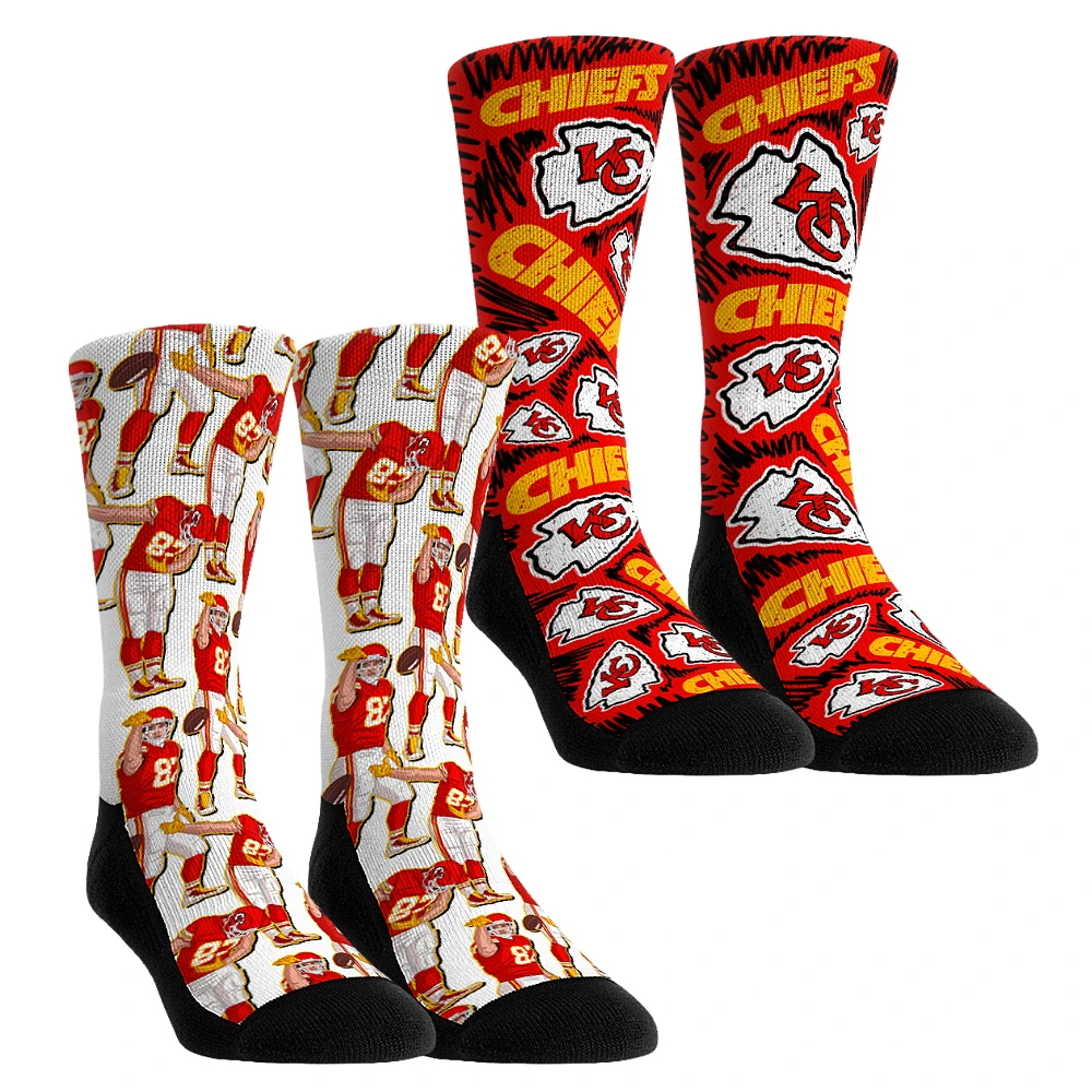 Youth Rock Em Socks Travis Kelce Kansas City Chiefs 2-Pack No Look Pass Crew Socks Set