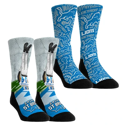 Youth Rock Em Socks Amon-Ra St. Brown Detroit Lions 2-Pack Reverse Hurdle Crew Socks Set