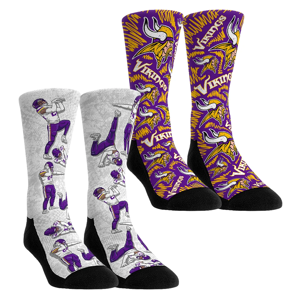 Youth Rock Em Socks Camryn Bynum Minnesota Vikings 2-Pack Reverse Hurdle Crew Socks Set