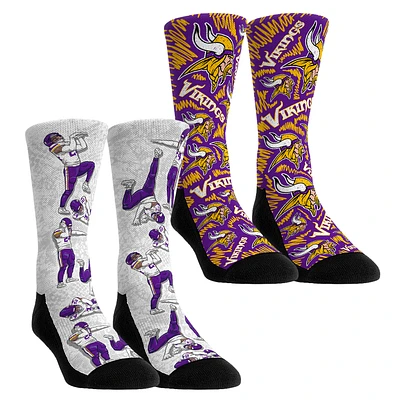 Youth Rock Em Socks Camryn Bynum Minnesota Vikings 2-Pack Reverse Hurdle Crew Socks Set