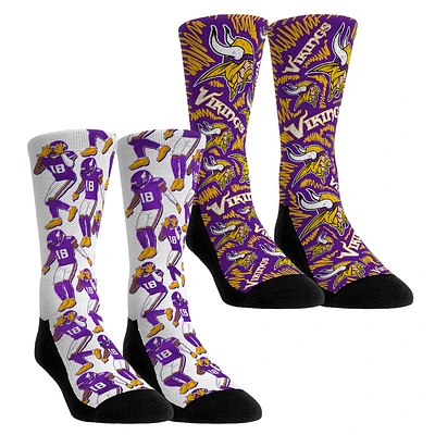 Youth Rock Em Socks Justin Jefferson Minnesota Vikings 2-Pack Reverse Hurdle Crew Socks Set