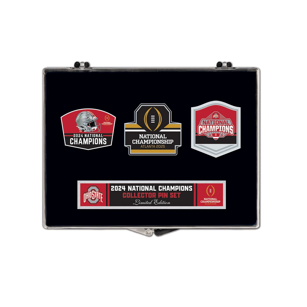 WinCraft Ohio State Buckeyes College Football Playoff 2024 National Champions Three-Piece Collector Pin Set