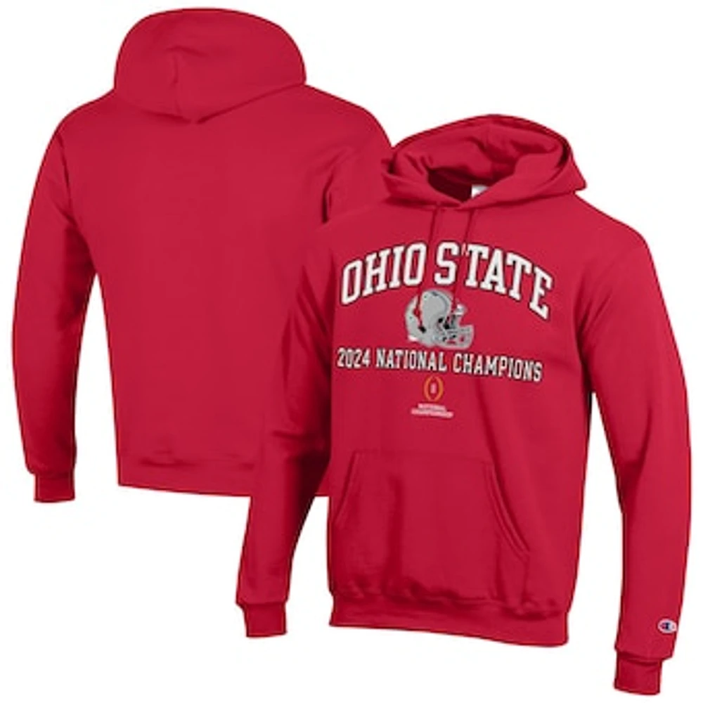 Men's Champion Scarlet Ohio State Buckeyes College Football Playoff 2024 National Champions Helmet Pullover Hoodie