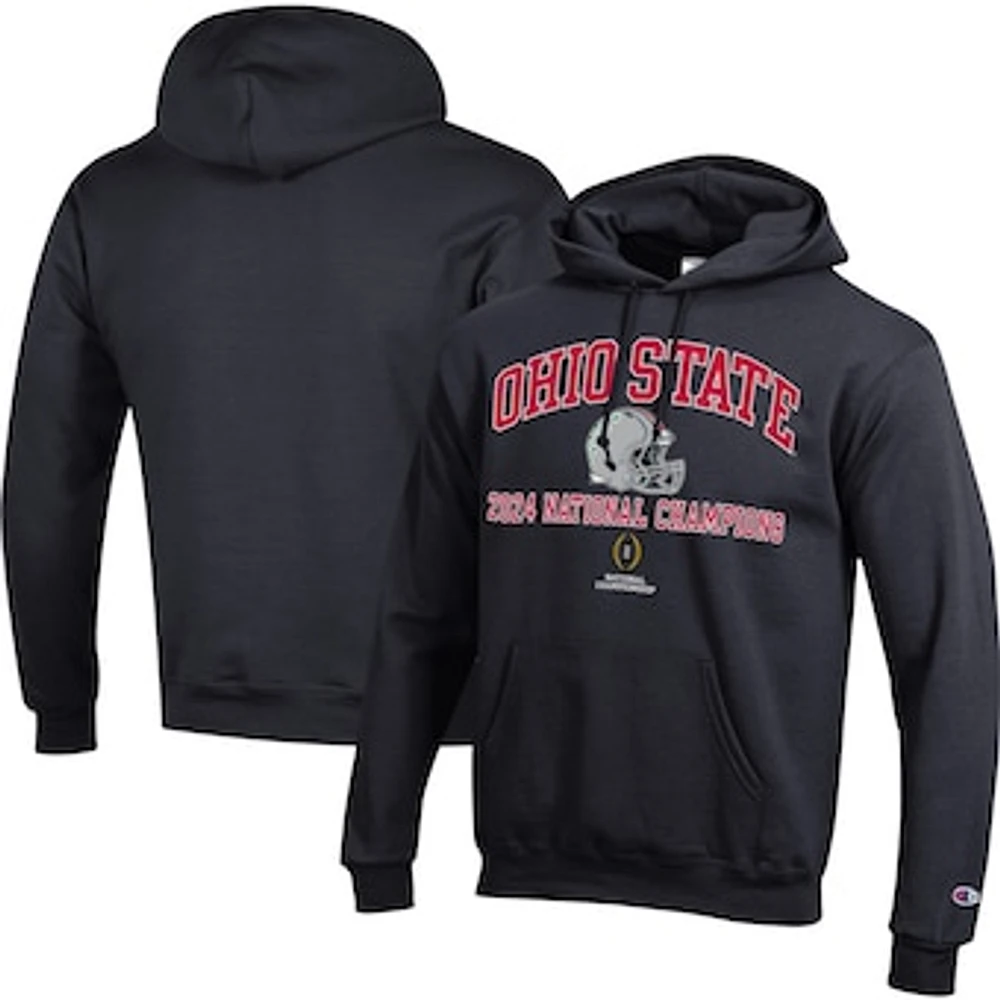 Men's Champion Black Ohio State Buckeyes College Football Playoff 2024 National Champions Helmet Pullover Hoodie