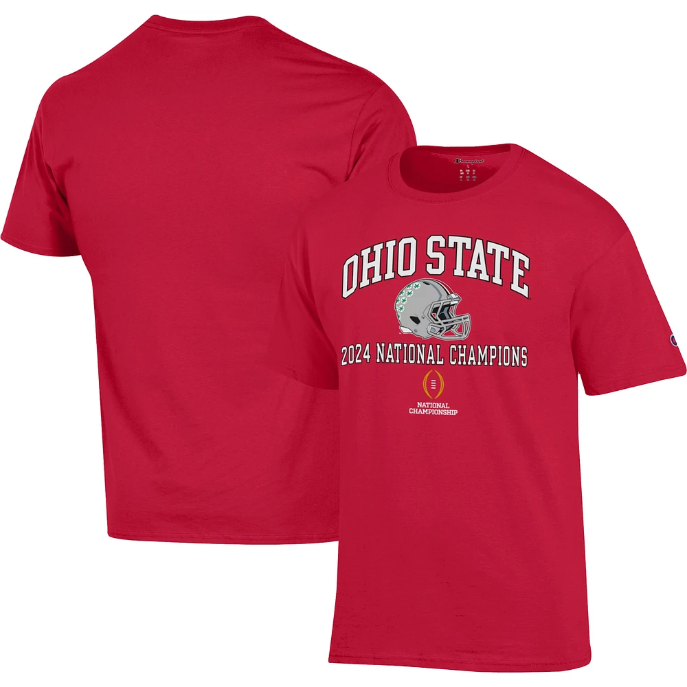 Men's Champion Scarlet Ohio State Buckeyes College Football Playoff 2024 National Champions Helmet T-Shirt