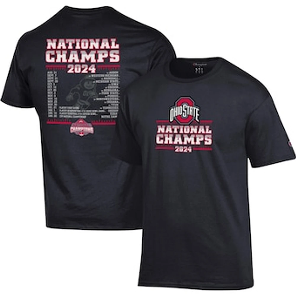 Men's Champion Black Ohio State Buckeyes College Football Playoff 2024 National Champions Schedule T-Shirt