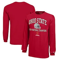 Youth Champion  Scarlet Ohio State Buckeyes College Football Playoff 2024 National Champions Long Sleeve T-Shirt