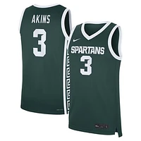 Men's Nike Jaden Akins Green Michigan State Spartans Replica Basketball Jersey