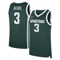 Men's Nike Jaden Akins Green Michigan State Spartans Replica Basketball Jersey