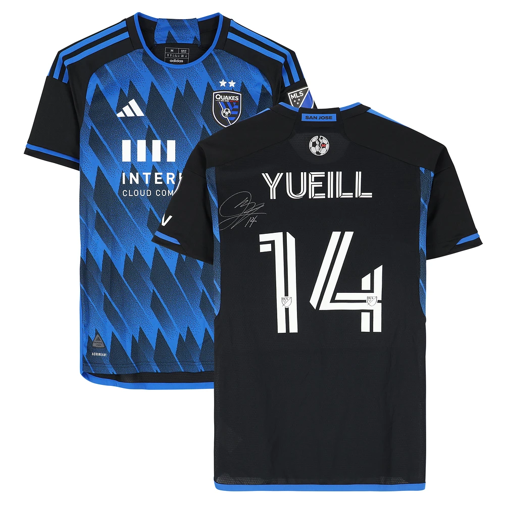 Jackson Yueill San Jose Earthquakes Autographed Match-Used #14 Blue/Black adidas Jersey from the 2024 MLS Season - Size M