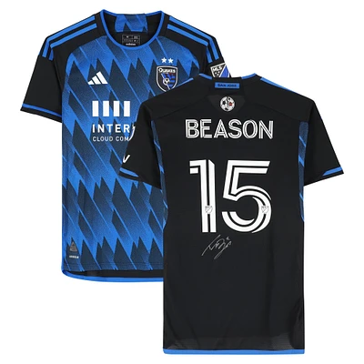 Tanner Beason San Jose Earthquakes Autographed Match-Used #15 Blue/Black adidas Jersey from the 2024 MLS Season - Size M