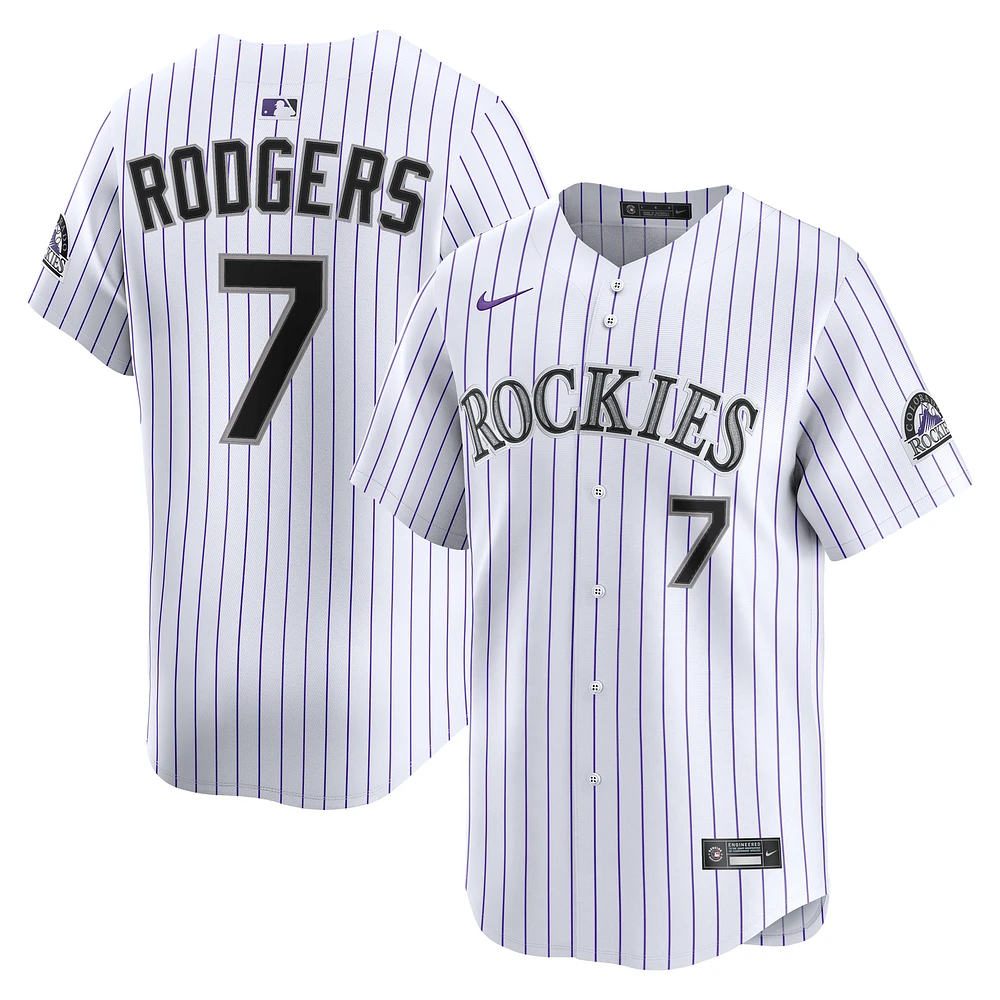 Men's Nike Brendan Rodgers White Colorado Rockies Home Limited Player Jersey