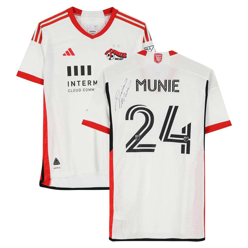Daniel Munie San Jose Earthquakes Autographed Match-Used #24 White adidas Jersey from the 2024 MLS Season - Size L