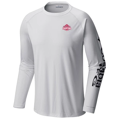 Men's Columbia White Ohio State Buckeyes College Football Playoff 2024 National Champions Omni-Shade Terminal Tackle Long Sleeve T-Shirt