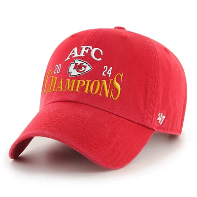 Men's '47 Red Kansas City Chiefs 2024 AFC Champions Clean Up Adjustable Hat