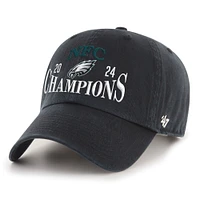 Men's '47 Black Philadelphia Eagles 2024 NFC Champions Cleanup Adjustable Hat