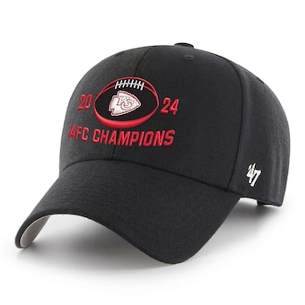 Men's '47 Black Kansas City Chiefs 2024 AFC Champions MVP Adjustable Hat