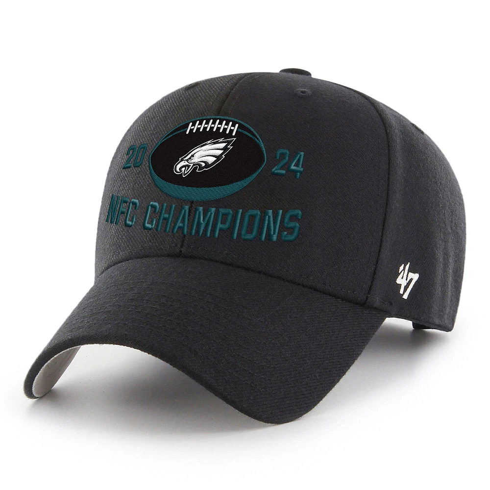 Men's '47 Black Philadelphia Eagles 2024 NFC Champions MVP Adjustable Hat