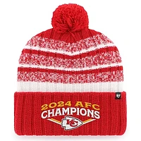 Men's '47 Red Kansas City Chiefs 2024 AFC Champions Tavern Cuffed Knit Hat with Pom