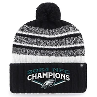 Men's '47 Black Philadelphia Eagles 2024 NFC Champions Tavern Cuffed Knit Hat with Pom