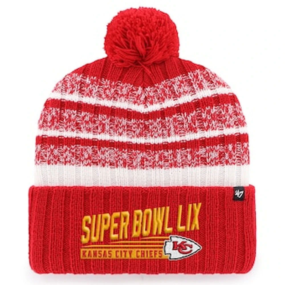 Men's '47 Red Kansas City Chiefs Super Bowl LIX Tavern Cuffed Knit Hat with Pom