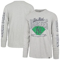 Men's '47  Gray New York Yankees Big & Tall Distressed Franklin Long Sleeve T-Shirt